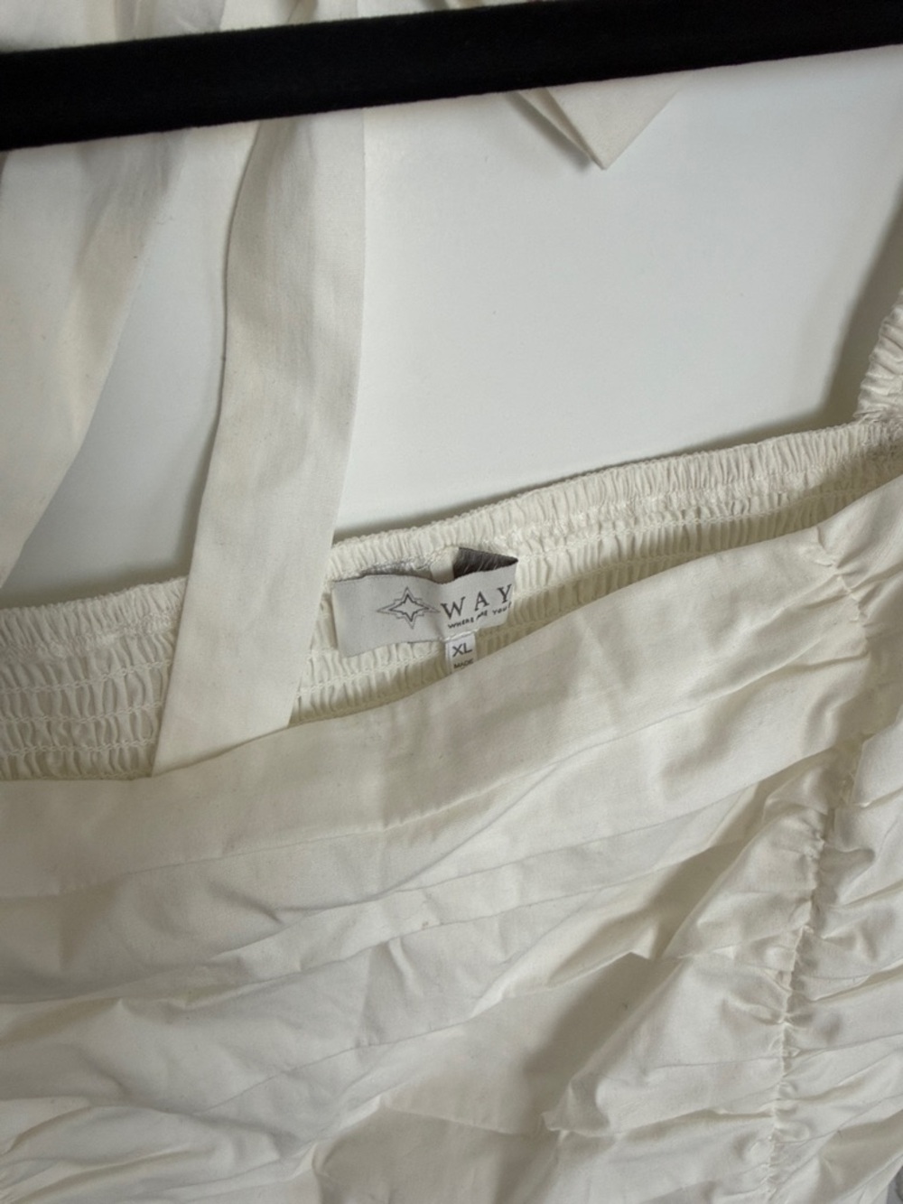 Wayf Cream Ruched Square-Neck Tie-Back Blouse - Picture 2 of 4